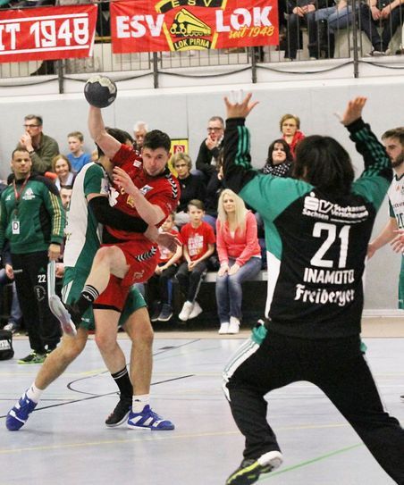Der Freiberger Torwart  Keisuke Inamoto war ein harter Brocken für die Lok.  Foto: Hatzi