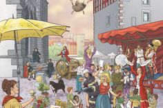Das Plakat zum Altstadtfest hat sich von Jahr zu Jahr  mehr und mehr zu einem Wimmelbild der Görlitzer Stadtgeschichte entwickelt. Egal ob die Scharlatane auf der Bühne als langjährige Ikonen des Altstadtfestes, der Luftpaddler auf dem Weg zur zweiten internationalen Waschtrog-Regatta oder der hilfreiche Feuerwehrmann, der für das 120-jährige Jubiläum der Görlitzer Berufsfeuerwehr steht, auf dem Plakat gibt es viel zu entdecken. Bild: GKSG/ Dietmar Krüger