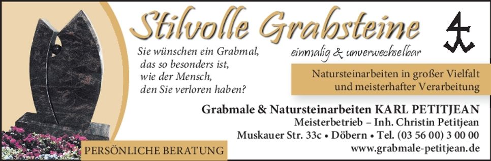 Stilvolle Grabsteine