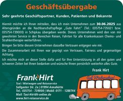 Geschäftsaufgabe Reise Hirt