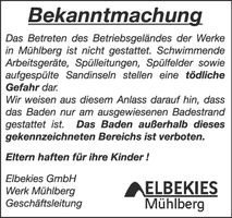 Bekanntmachung Badeverbot