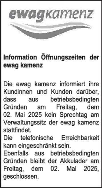 Logo ewag Öffnungszeiten