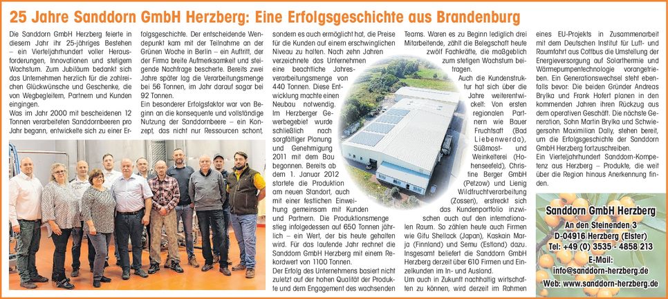 25 Jahre - Sanddorn GbR