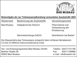 Bekanntgabe / Trinkwasseraufbereitung