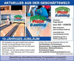 seit 10 Jahren Treffpunkt Pizza Bowling 