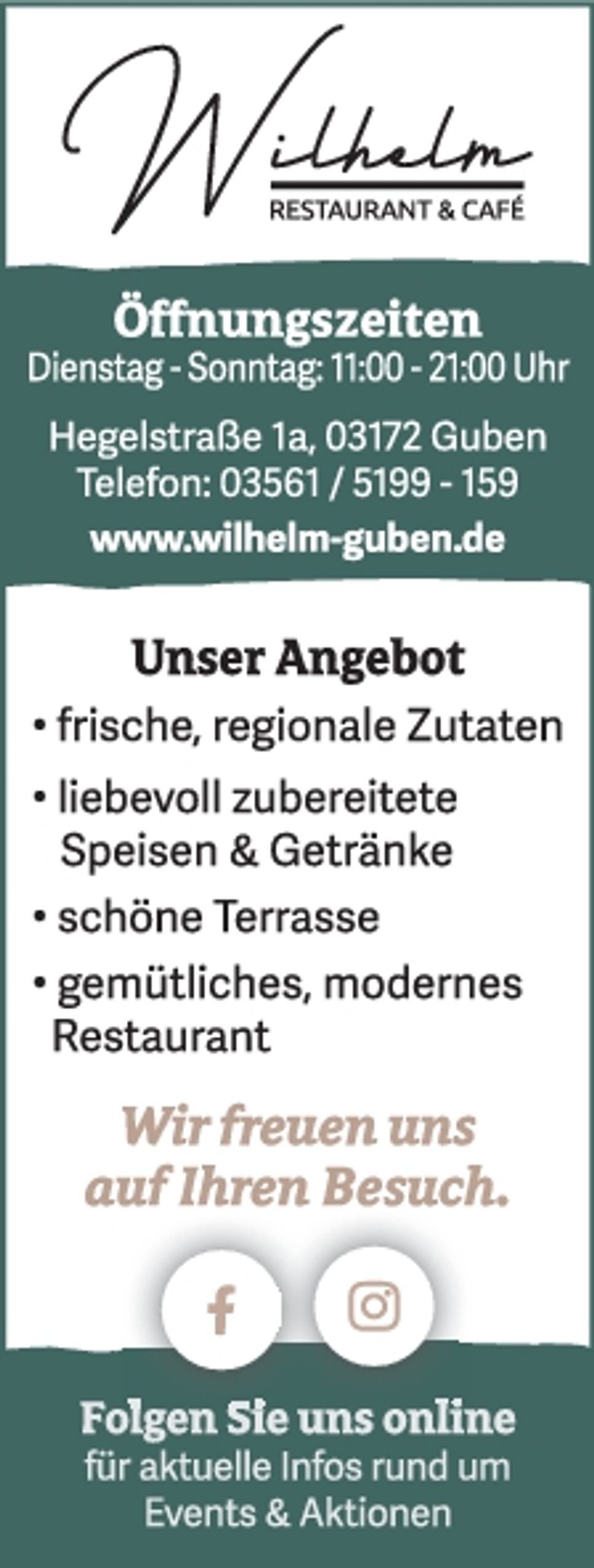 Titelseite Restaurant Wilhelm KW 25