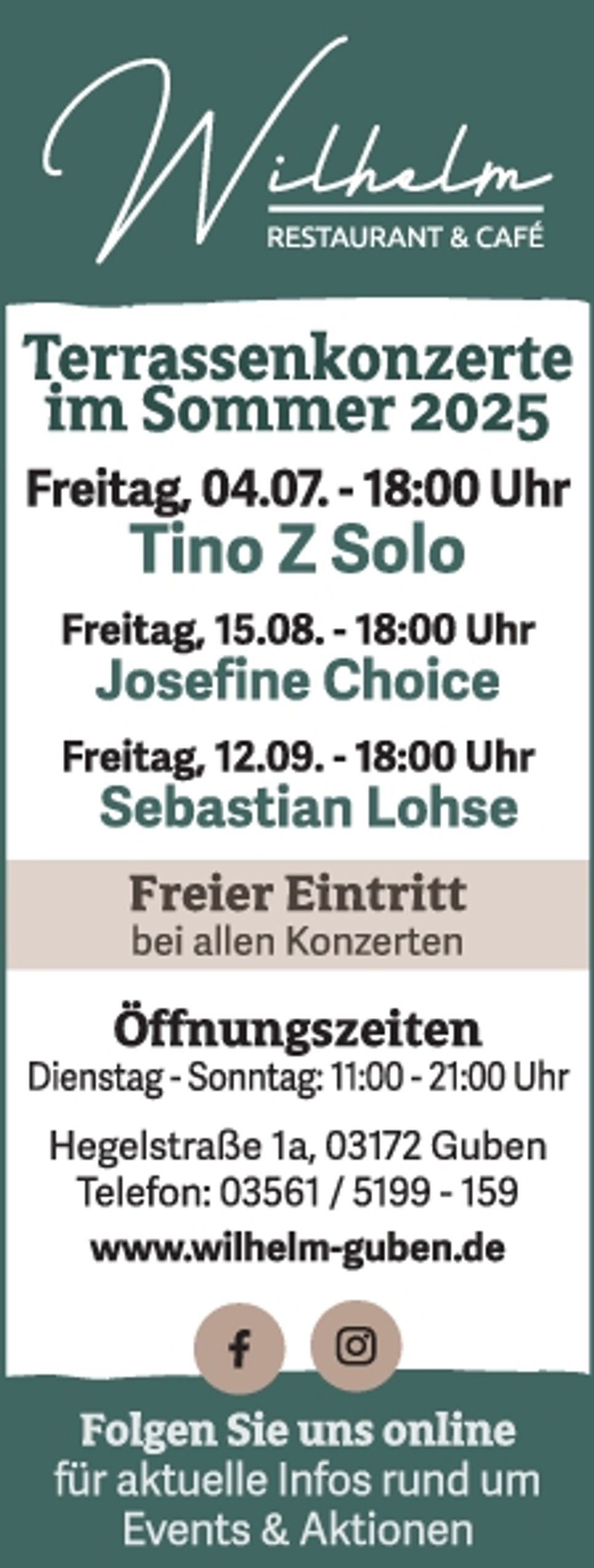 Titelseite Restaurant Wilhelm KW 27
