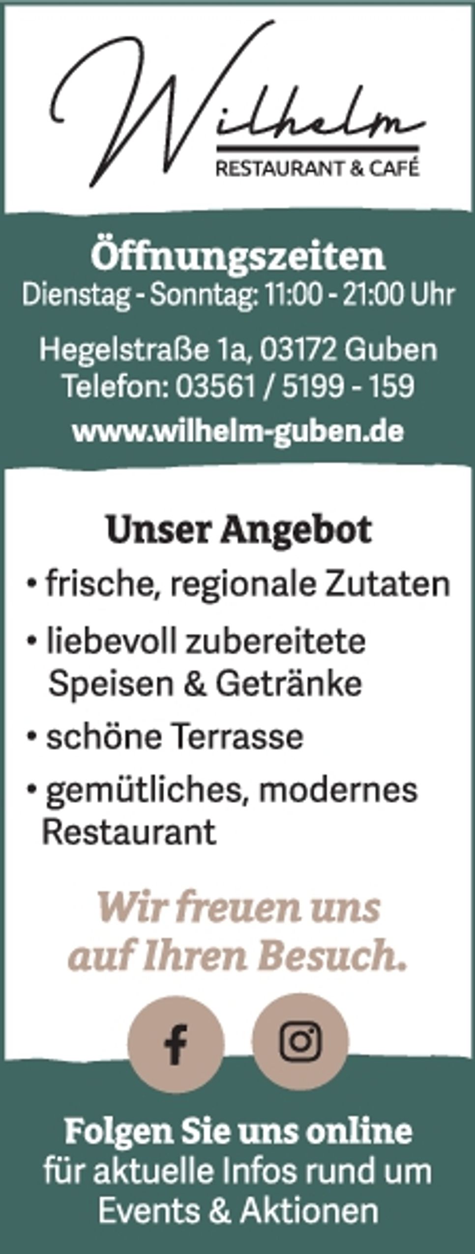 Titelseite Restaurant Wilhelm KW 30