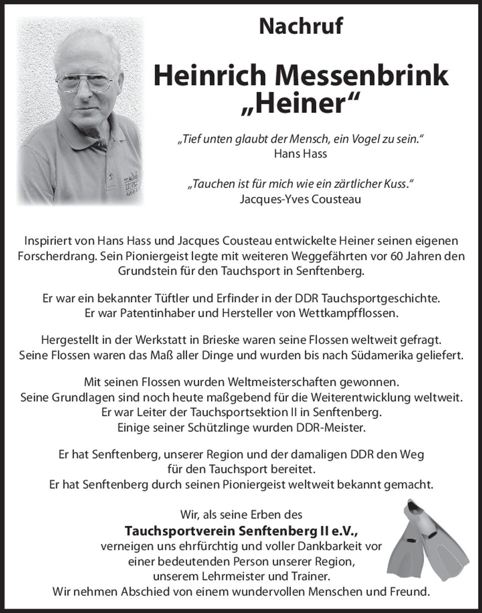 Nachruf Heinrich Messenbrink