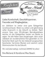 125 Jahre Bäckerei DANKE
