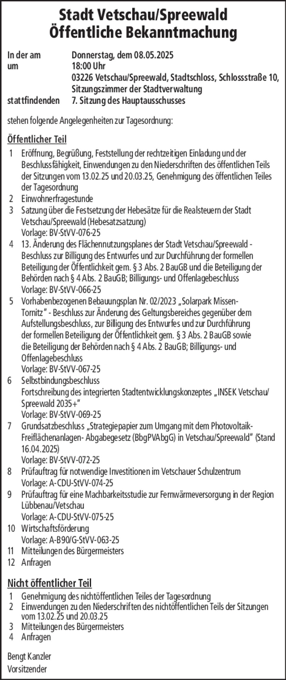 Stadt Vetschau-HA 08.05.2025