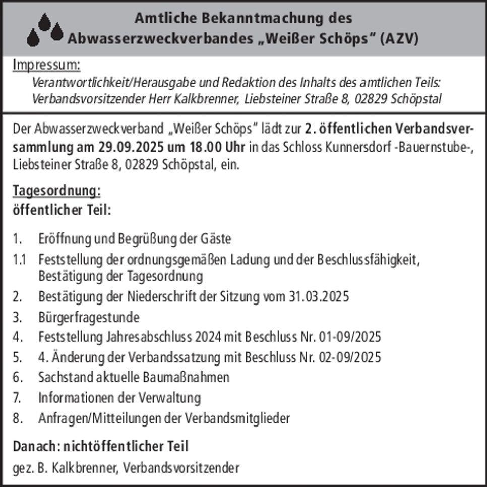 AZV Bekanntmachung/ Einladung 