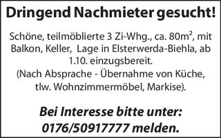 Dringend Nachmieter gesucht
