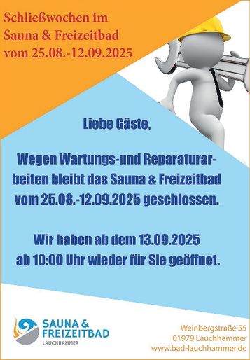 Ferien + Schließzeiten Freitzeitbad LH