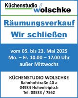 Räumungsverkauf Küchenstudio Wolschke 
