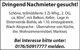 Dringend Nachmieter gesucht