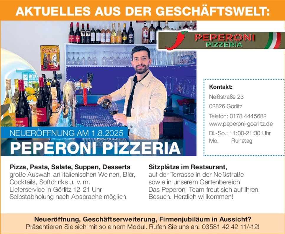 Neueröffnungsmodul Peperoni Pizzeria