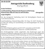 Aufgebot 21 II 12/25