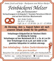 Feinbäckerei Melzer/Urlaub