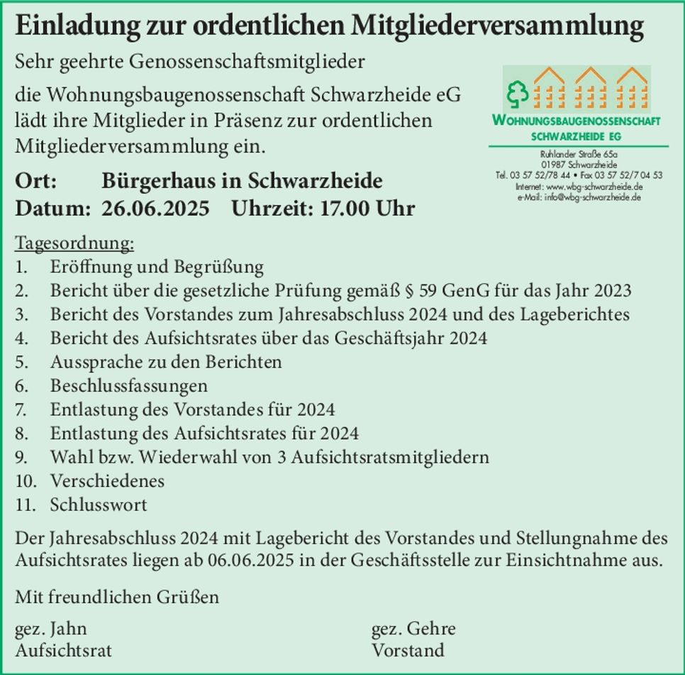 WBG Mitgliederversammlung 2025