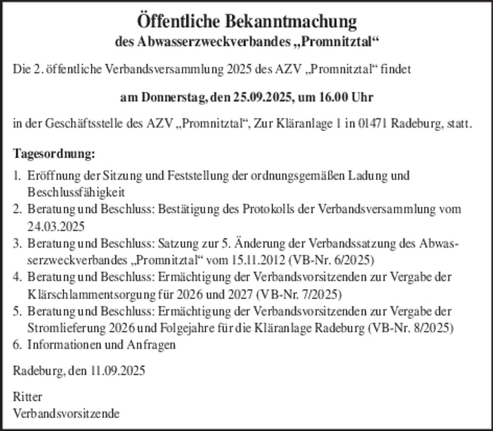 Öffentliche Bekanntmachung 