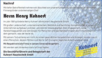 Nachruf Herrn Henry Kuhnert