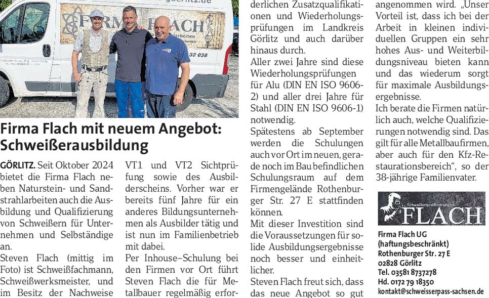 Schaufenster Fa. Flach/Schweißerqualif.