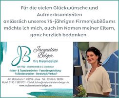 Malermeisterin Belger- Jubiläum