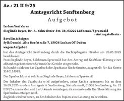 Aufgebot 21 II 9/25