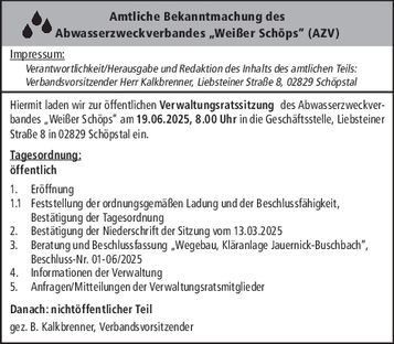 AZV Bekanntmachung/ Einladung 