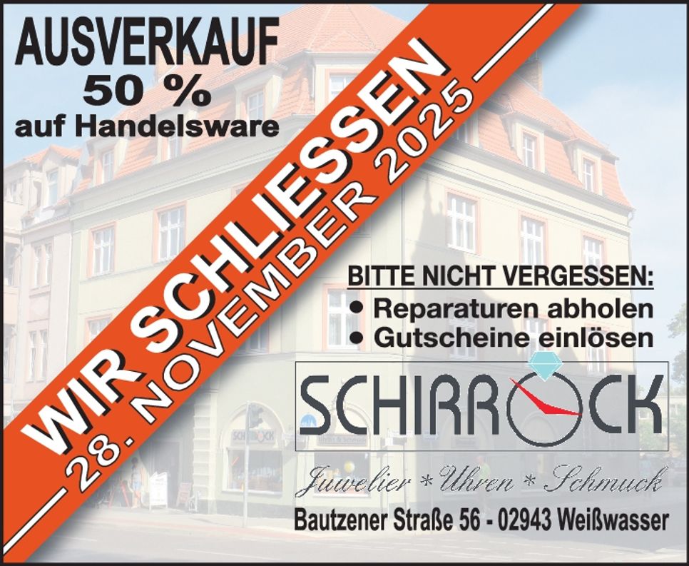 Schließung 50% Schirrock