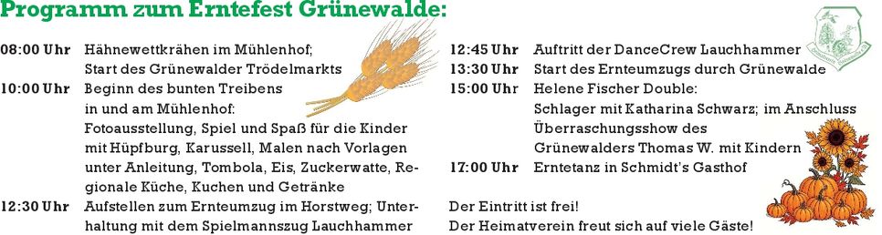 Programm Erntedankfest 