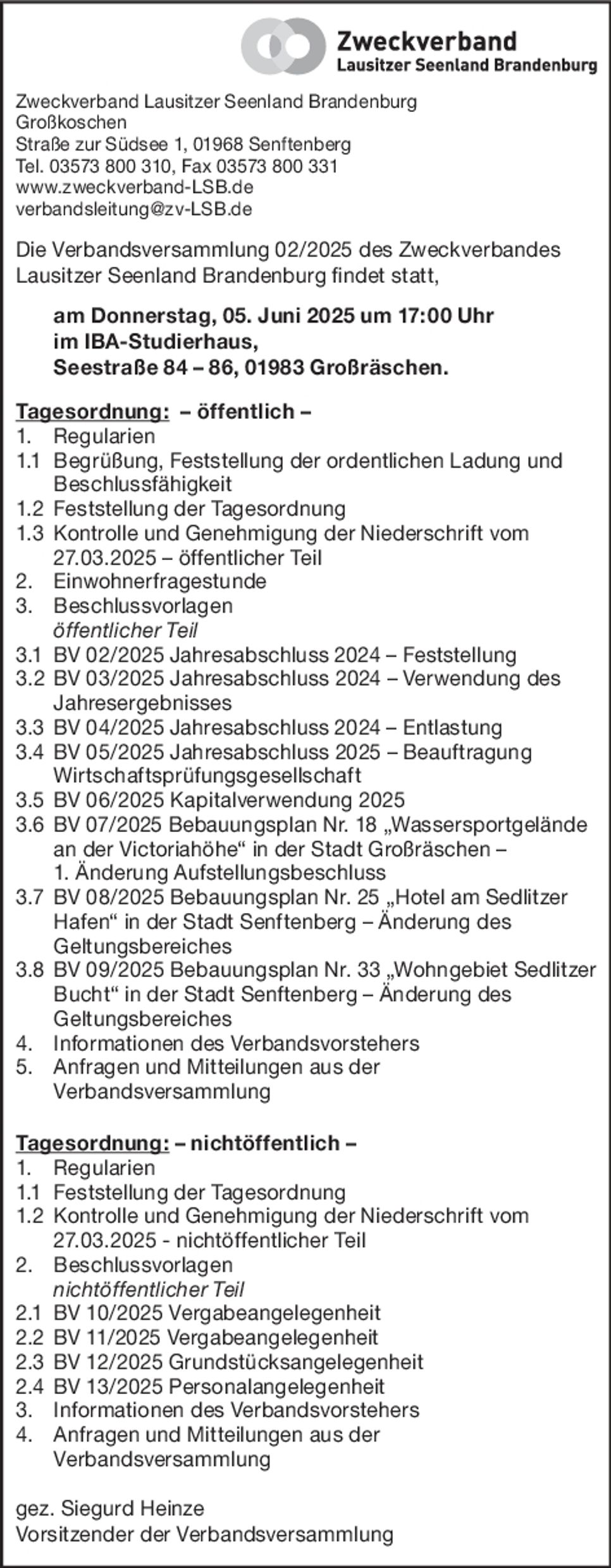 Verbandsversammlung 02/2025