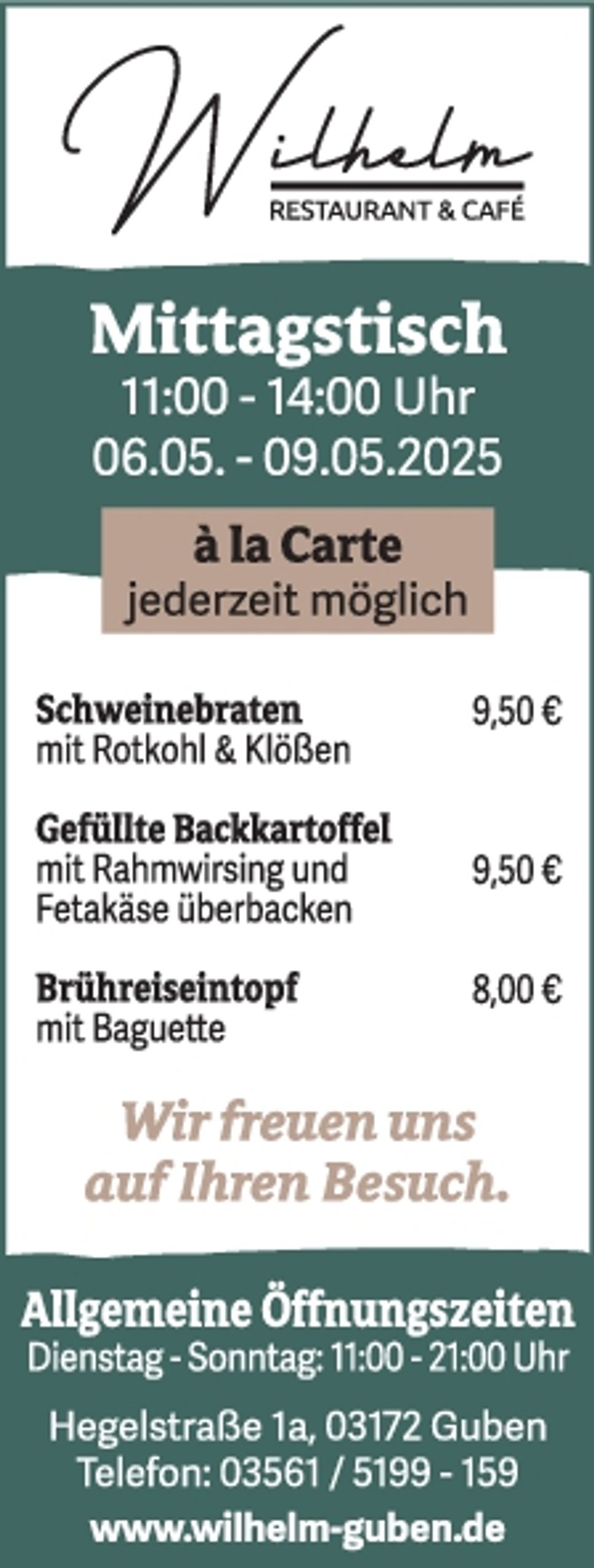 Titelseite Restaurant Wilhelm KW 19