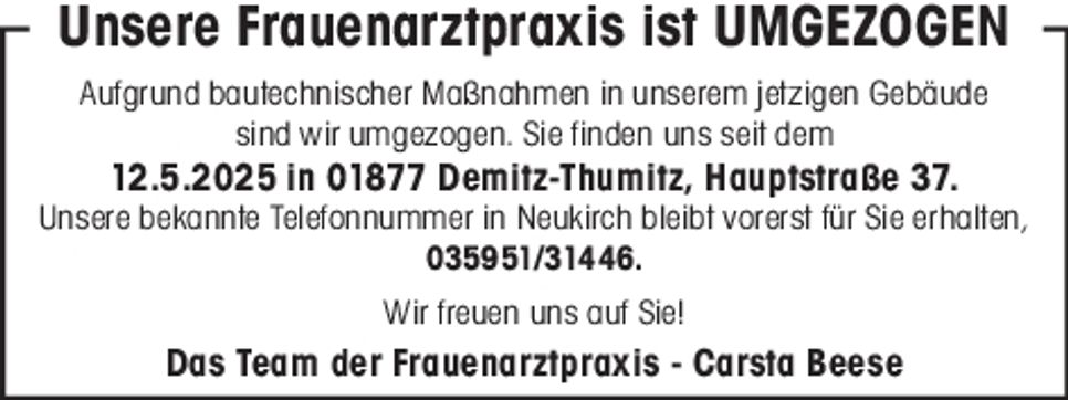 Umzug - neue Adresse